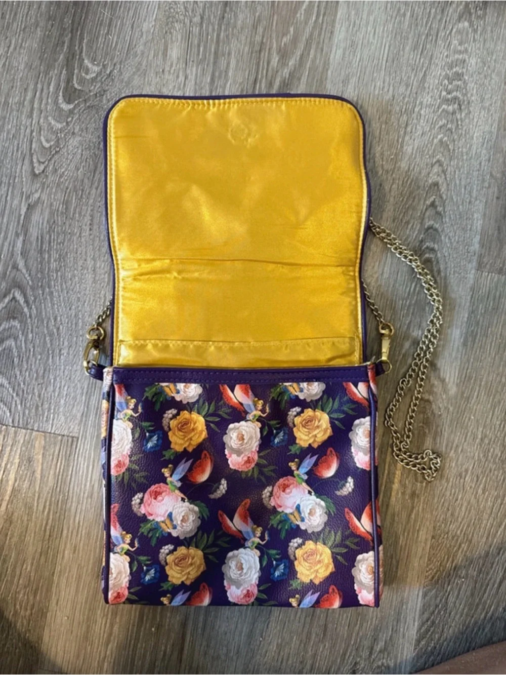 Disney Purple Floral Crossbody with Gold Chain